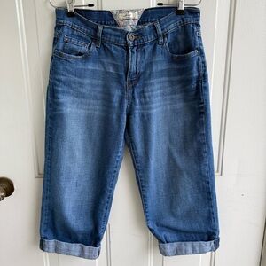 Levi's VTG Capri Jeans Women's 6 Dark Blue Stretch Denim Cuffed‎ Y2K